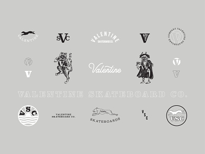 Valentine Skateboards branding design illustration lettering logo typography