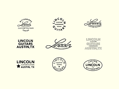 Lincoln Guitars branding design guitar illustration lettering logo typography