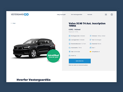 Vestergaard GO - car page autohuset vestergaard cars design minimal ui uidesign ux web webdesign website