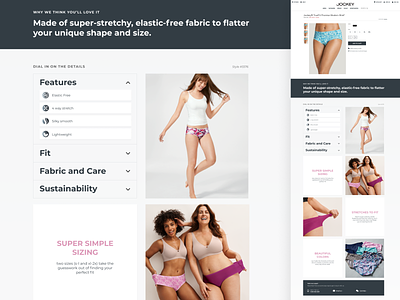 Product Details Redesign / Jockey ecommerce jockey layout product details web design