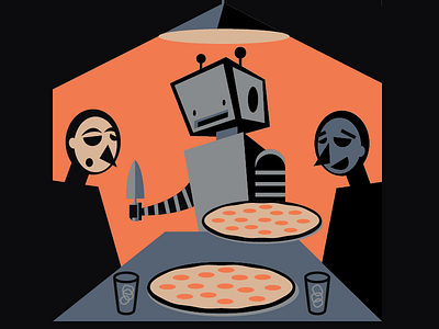 The Robots Are Taking Our Jobs editorial illustration illustrator npr pizza robots