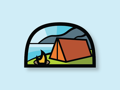 Where I'd Rather Be badge camping fire illustration mountain optoutside outdoors water