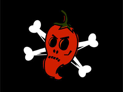 Death By Hot Sauce chili pepper illustration pepper skull skull and crossbones