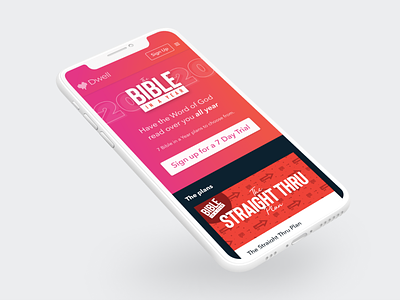 Dwell: Bible in a Year Landing Page app bible dwell landing page marketing