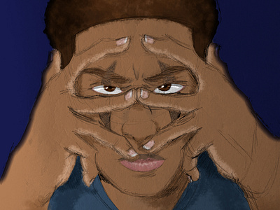 Concentrate afro art black brown concentrate design digital drawing emotion face focus hands icon illustration logo portrait sketch