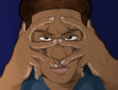 Concentrate afro art black brown concentrate design digital drawing emotion face focus hands icon illustration logo portrait sketch