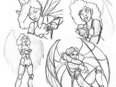 Avaree black character design digital fly girl hero illustration power sketch super wings woman