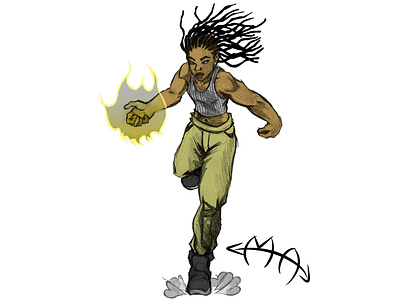 Acilia (color) black braids character design digital drawing dreds girl hero illustration pencil sketch super tanktop woman