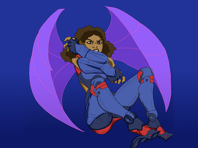 Avaree (color) black character cyber design digital fly girl hero illustration robot super wings woman