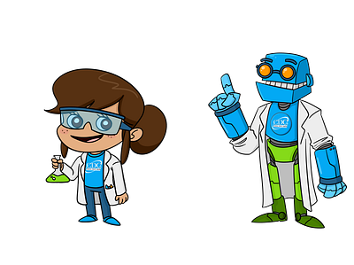 CDC kid and robot character design illustration kid robot