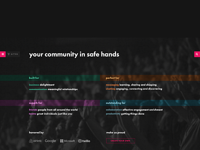Community Promotion Page concept gitter visual design