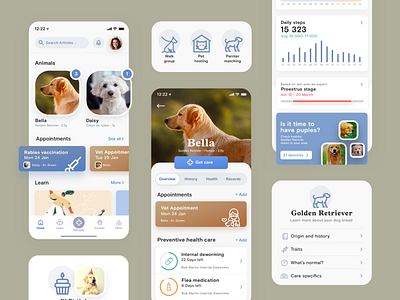 Pet health care app app charts dog health mobile pet pet care ui