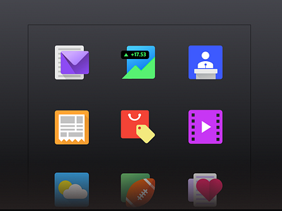 Icons for upcoming project channels color colors design flat icons material project set ui