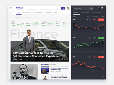 Yahoo Finance charts dashboard finance redesign uxui web yahoo
