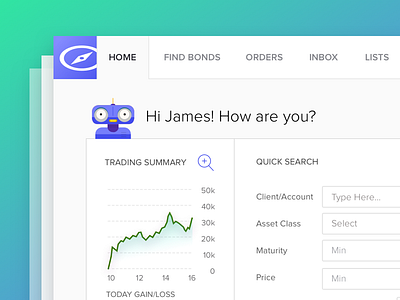 App Assistant charts dashboard finace flat infographic trading ui ux web