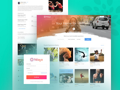 Nilaya Wellness Platform design events experience gradients inspiration landing search ui ux web wellness