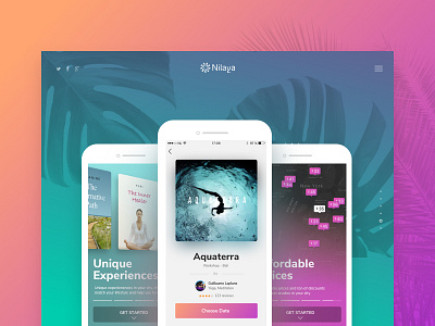 Nilaya iOS App app design events experience gradients inspiration ios search ui ux wellness