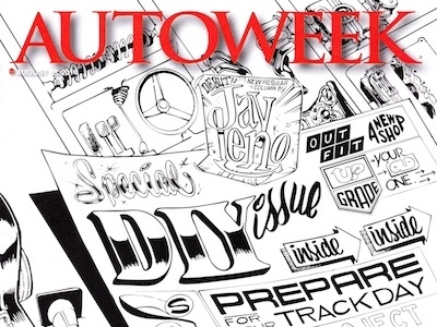 Autoweek DIY Issue cartoon hand lettering illustration lettering magazine print design type design typography