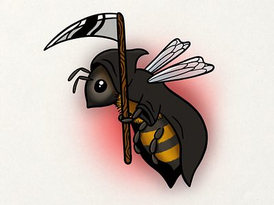 Killer Bee bee cythe drawing grim reaper hornet illustration killer wasp