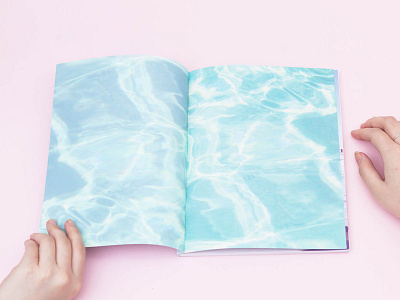 Roam Magazine blue book editorial end pages magazine ocean pink pool roam water
