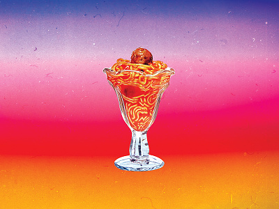 Spaghetti Sundae 1960s advertisement color food gradient spaghetti sundae vintage