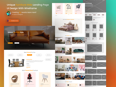 Furniture ui Design with Wireframe .