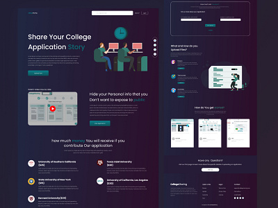 College Sharing Home Page Redesign Dark Mode. college project college share college website design creative design education website graphic design landing page ui uiux user interface web design web web ui website design