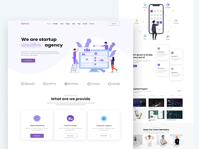 Startup Creative Digital Agency Web UI Design.