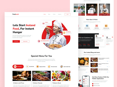 Food Delivery Landing Page Design banner figma illustration landing page online restaurant uiux uiuxdesign vector webdesign website designdelivery