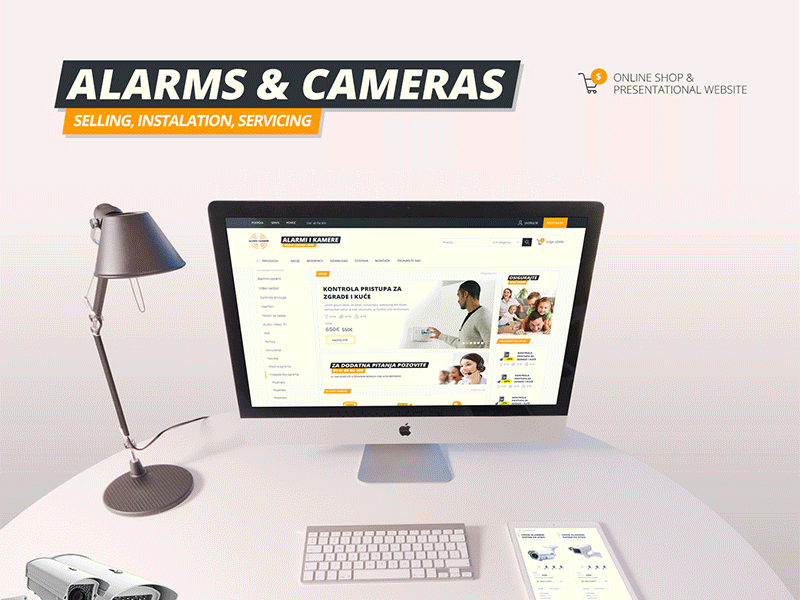 Security Systems - Alarms And Cameras eCommerce alarm cameras design orange security surveillance uiux yellow