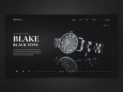 Watch Brand - Website Concept black branding dailyui dark dark mode dark ui luxurious luxury luxury brand luxury design slider slider design timepiece watch watches website website concept website design