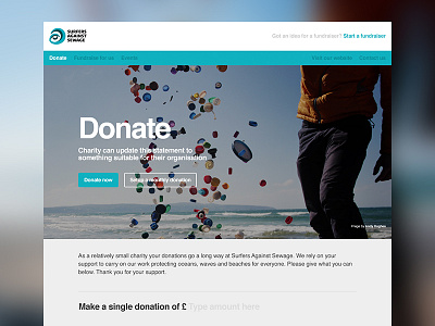 Charity donation page charity donate donation environment fundraising helvetica non profit surfers against sewage website