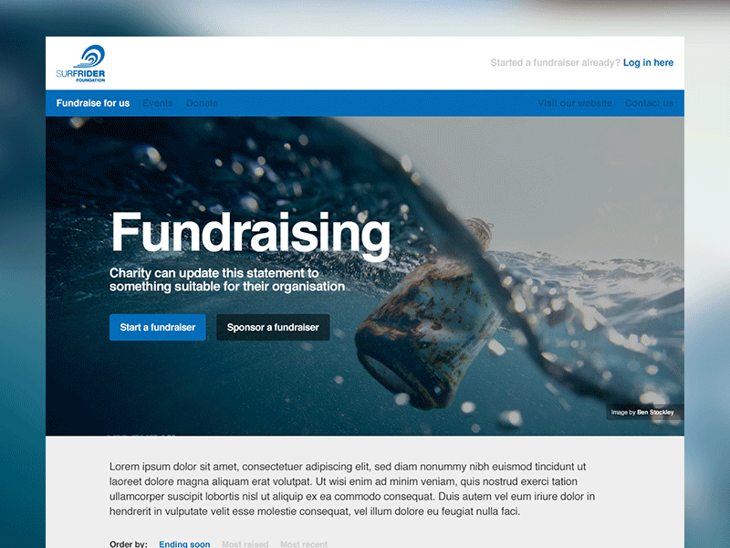 Fundraisers for a charity charity clean environment fundraising helvetica non profit surfrider surfrider foundation tiles website