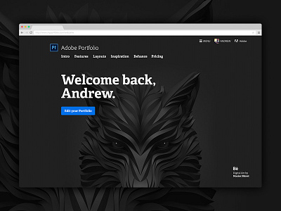 Welcome back adelle bold adobe behance fullscreen portfolio welcome