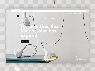 Session expired screen adelle bold adobe behance fullscreen portfolio