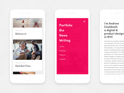 New portfolio site clean mobile pink portfolio responsive sofia pro tiles website