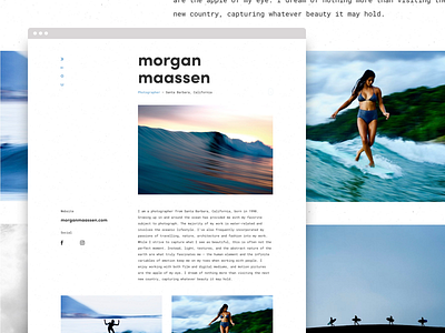 Surf photographer profile clean minimal personal photographer profile showcase surf surf photography surfing website