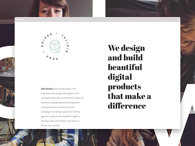 Owl Studios abril fatface clean design studio grid marketing minimal owl simple source sans pro studio website
