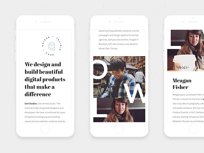 Owl Studios — Responsive abril fatface clean design studio marketing minimal mobile owl responsive simple source sans pro studio website
