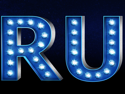 Ru The Day - lol 1950s 3d blue blue lights logo ru