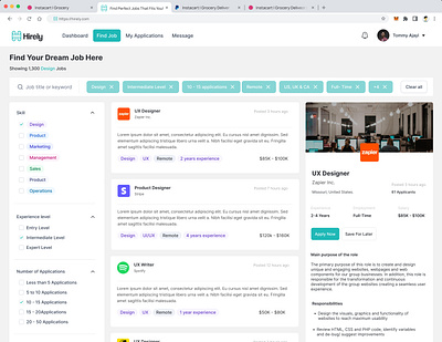 Hirely - Job hiring platform dashboard figma find jobs hiring platform job jobs dashboard saas ui design