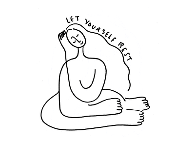 Let yourself rest figure illustration lettering
