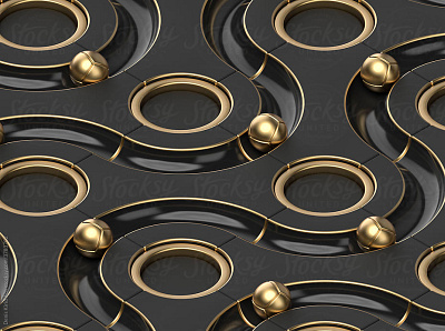 Black Ways. Gold Spheres. 3d art background c4d cosmic cover design illustration logo ui