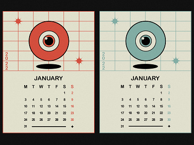 2022 CALENDAR 2022 calendar calendar design design digital art eye graphic design illustration january minimal minimalistic shapes star