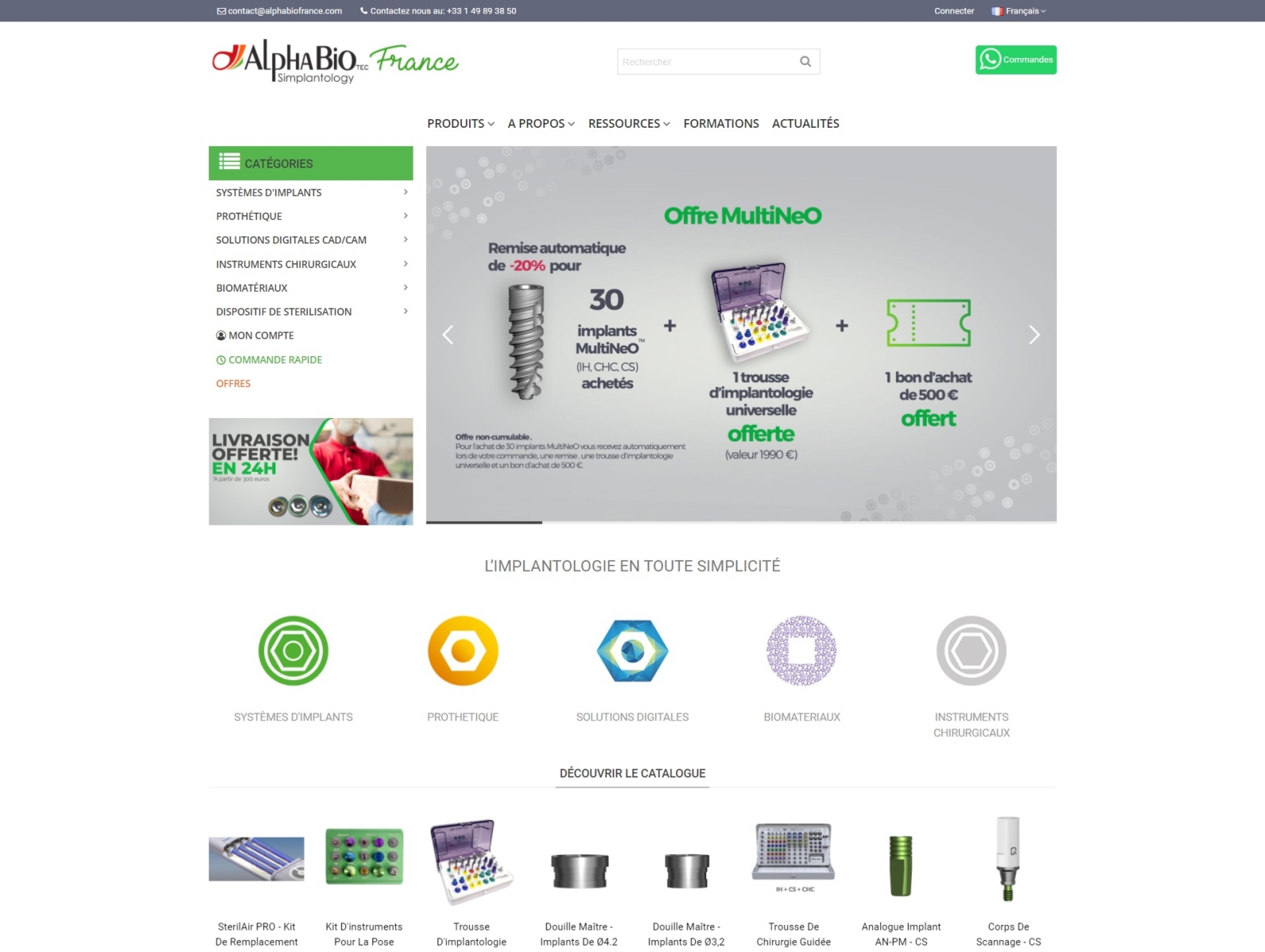 Alphabio France Home Page Design banners chirurgie css dentaires design html images implants logo mobile prestashop products responsive ui