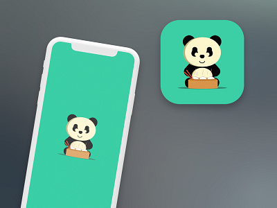 Panda food icon app asia bear cartoon chinese flat food happy icon iphone japanese order panda screen simple ui ux vector