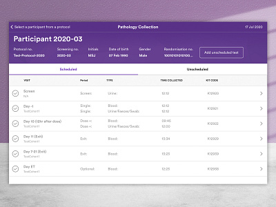 Healthcare - Schedule Dashboard UI