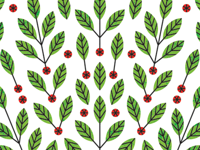 100 berries green leaves lines red