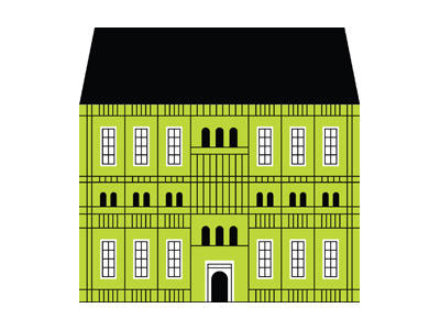 Building 5 black building green illo illustration lines lots of lines structured windows