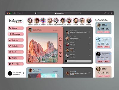Instagram Desktop/Web Redesign Concept app concept design graphic design instagram redesign ui ux web app